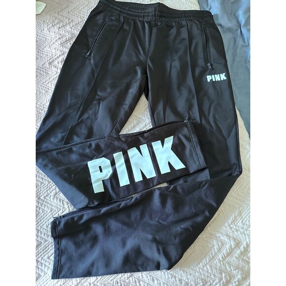 Victoria's Secret PINK brand black joggers with zipper on bottom hem Small - Picture 5 of 6